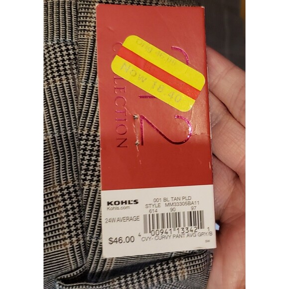 NWT - Kohl's 212 Collection - Houndstooth/Plaid Pants - Size 24W - Picture 5 of 5